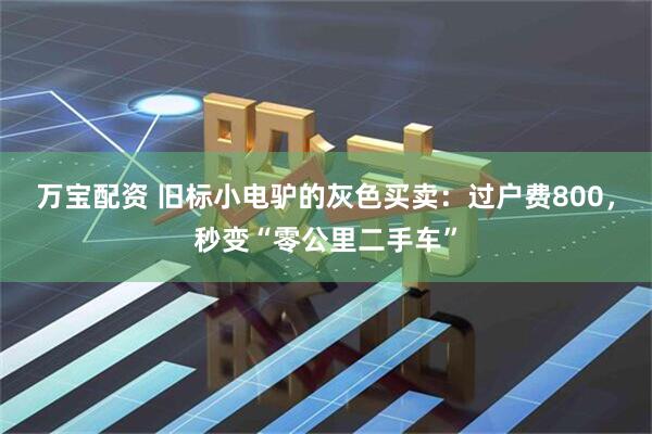 万宝配资 旧标小电驴的灰色买卖：过户费800，秒变“零公里二手车”