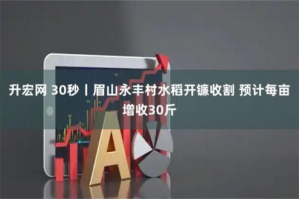 升宏网 30秒丨眉山永丰村水稻开镰收割 预计每亩增收30斤